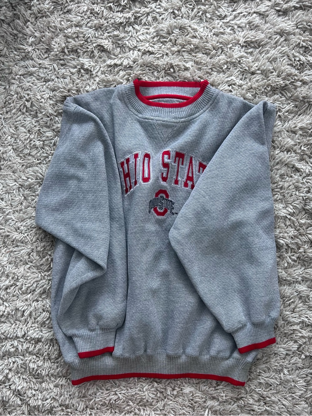 Logo Athletic Vintage Sweatshirt with Red Trim and Ohio State Applique